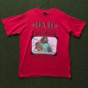 Vintage 1991 Dad‎ The World's Greatest Fisherman Single Stitch Tee Shirt